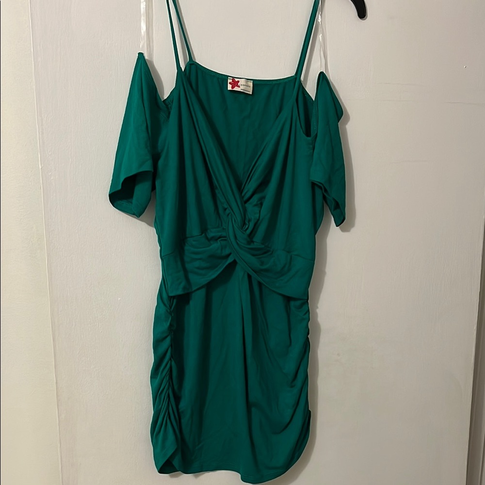 Green Cold Shoulder Top